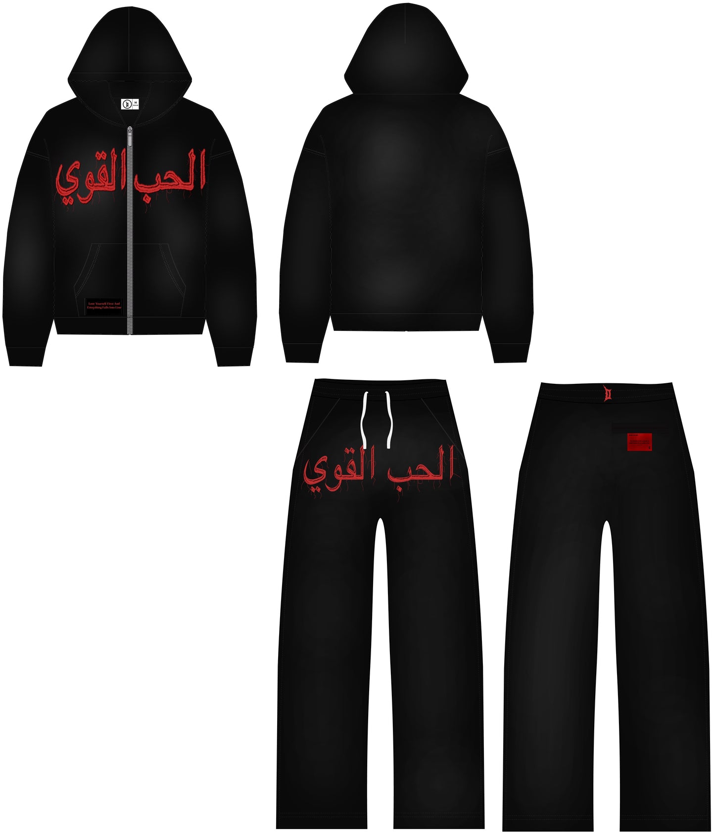 Pre-Order “Tough Love” SweatSuits Black and Red